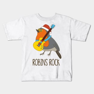 Robins Rock, Funny Cute Rocking Bird Robin Christmas Kids T-Shirt